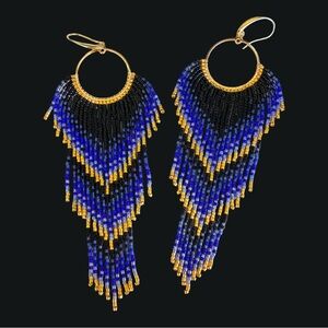 Midnight Royale Cascade Earrings | Miyuki | 24K Gold Plated |  Luxury Jewelry